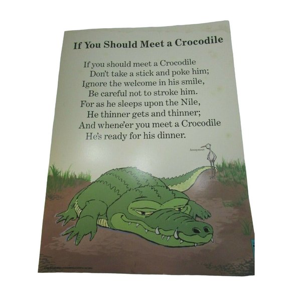 Vintage If You Should Meet a Crocodile Grade School Poster Lithograph 30216 - Picture 1 of 5